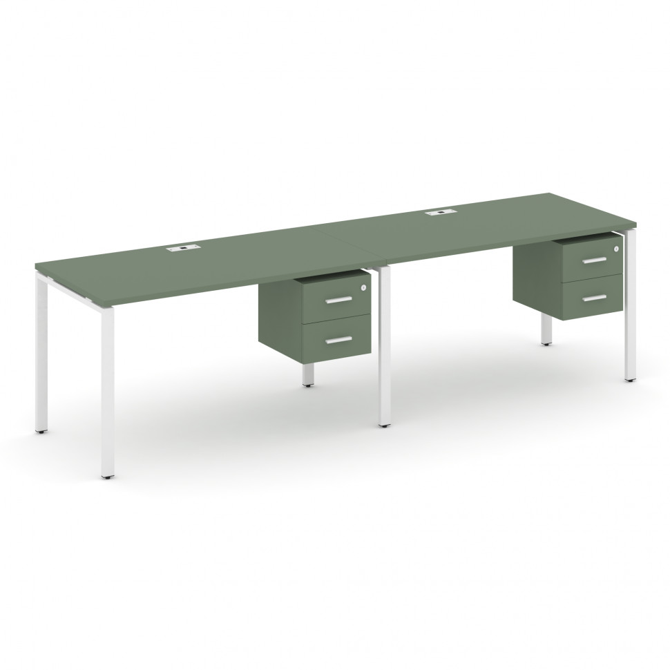 Concept Рабочая станция односторонняя с подвес. тумбами 2 места CN.ORS-115 W Кобо/Металл Белый 2760*