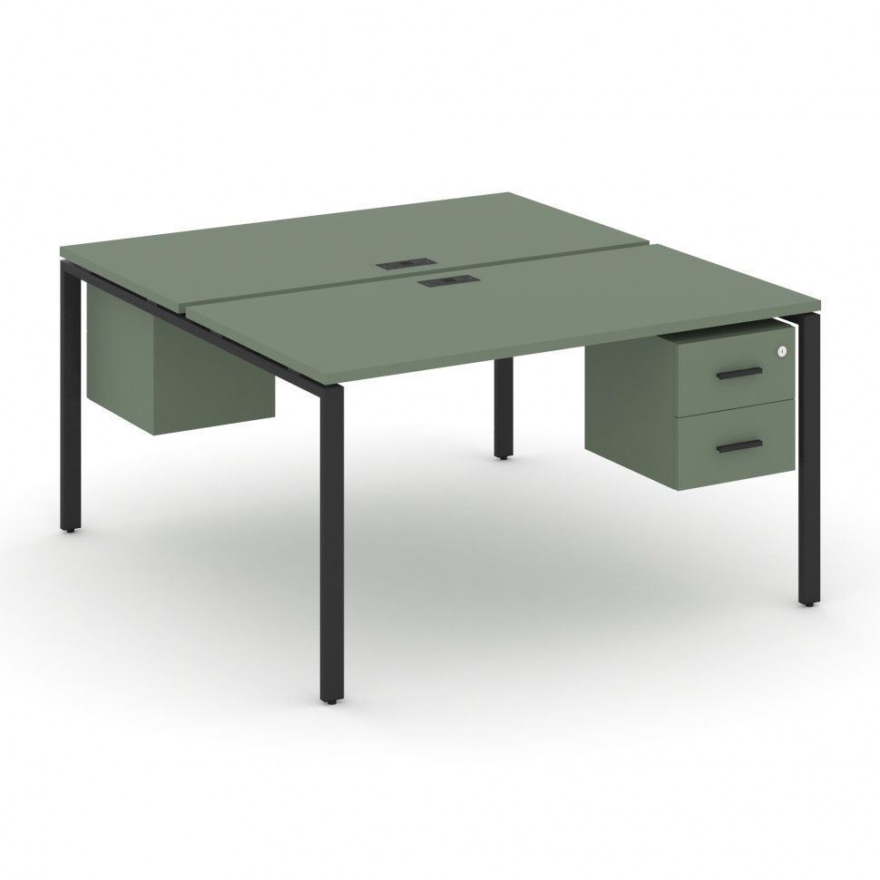 Concept Рабочая станция 2 сторонняя с подвесными тумбами на 2 места CN.DRS-114 B Кобо/Металл Черный