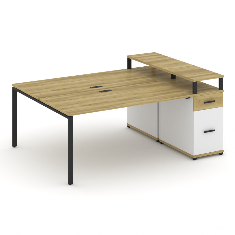 Concept Рабочая станция с 1 опорной тумбой CN.DRS-416 B Дуб Винченцо/Белый Бриллиант/Металл Черный 2