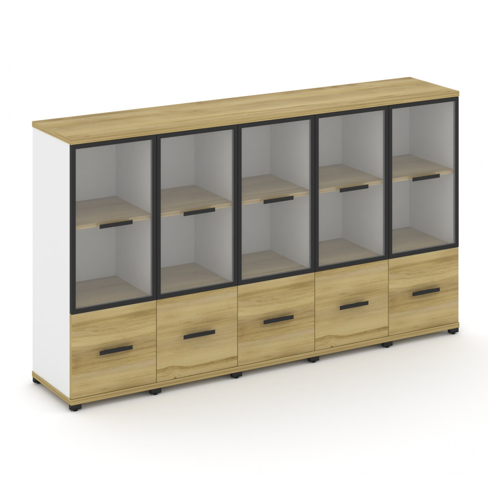 Concept Шкаф 5 узких секций, 3 ниши CN.STU-352 RPB B Дуб Винченцо/Белый Бриллиант/Металл Черный/Проз Concept Шкаф 5 узких секций, 3 ниши CN.STU-352 RPB B Дуб Винченцо/Белый Бриллиант/Металл Черный/Проз