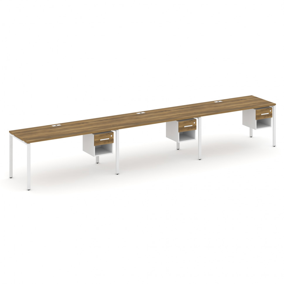 Concept Рабочая станция односторонняя с подвес. тумбами 3 места CN.ORS-140 W Сандал Янтарный/Белый Б