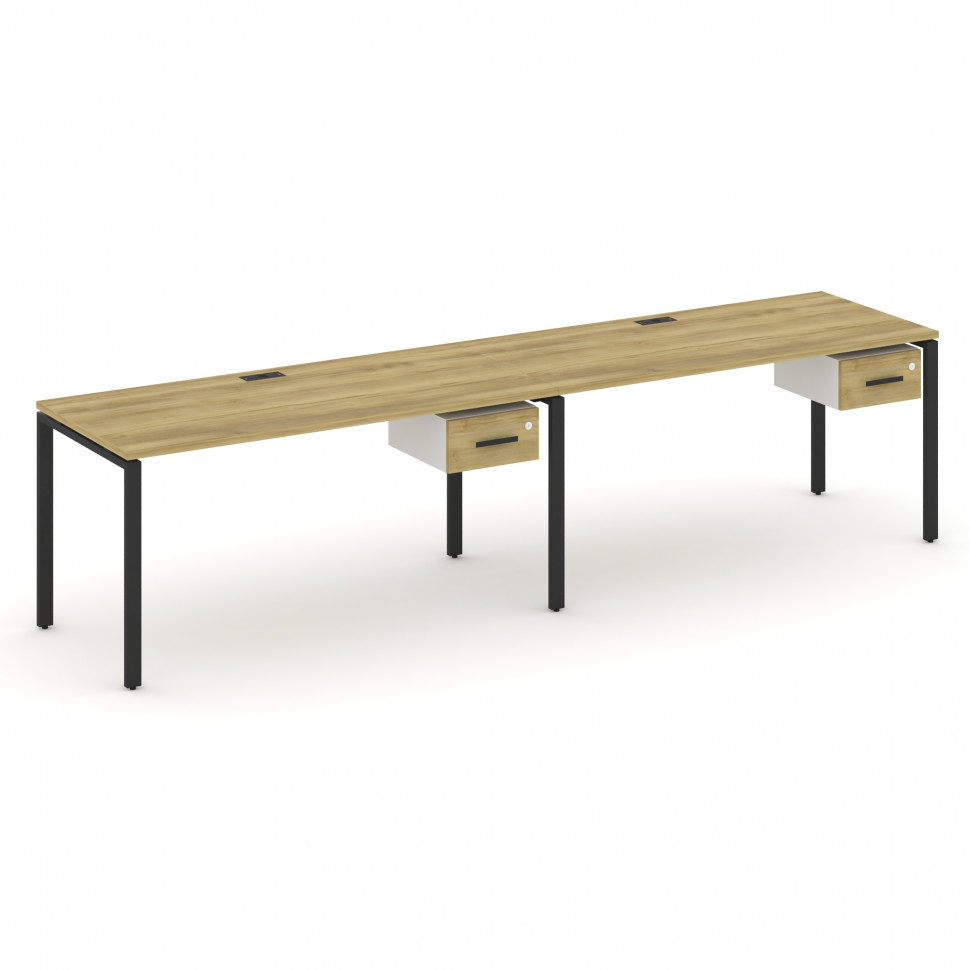 Concept Рабочая станция односторонняя с подвес. тумбами 2 места CN.ORS-112 B Дуб Винченцо/Белый Брил