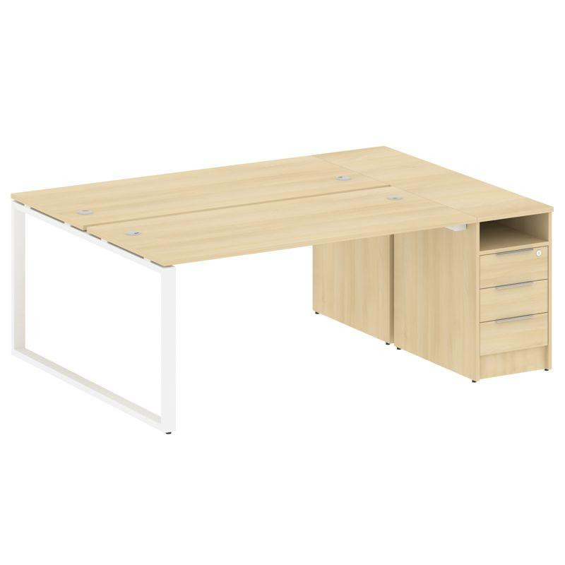 Metal System Рабочая станция с тумбой на О-образном м/к БО.РС-СТП-2.4 Акация Лорка/Металл Белый 2012