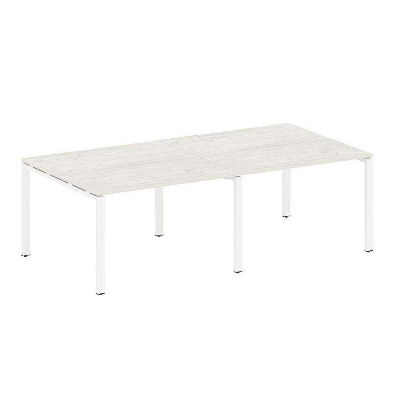 Metal System Переговорный стол (2 столешницы) на П-образном м/к БП.ПРГ-2.2 Дуб Наварра/Металл Белый