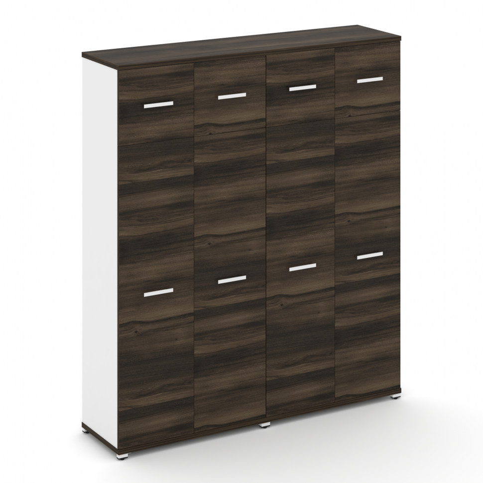 Concept Шкаф 2 широкие секции, 5 ниш CN.STS-527 W Дуб Мали/Белый Бриллиант/Металл Белый 1668*420*192