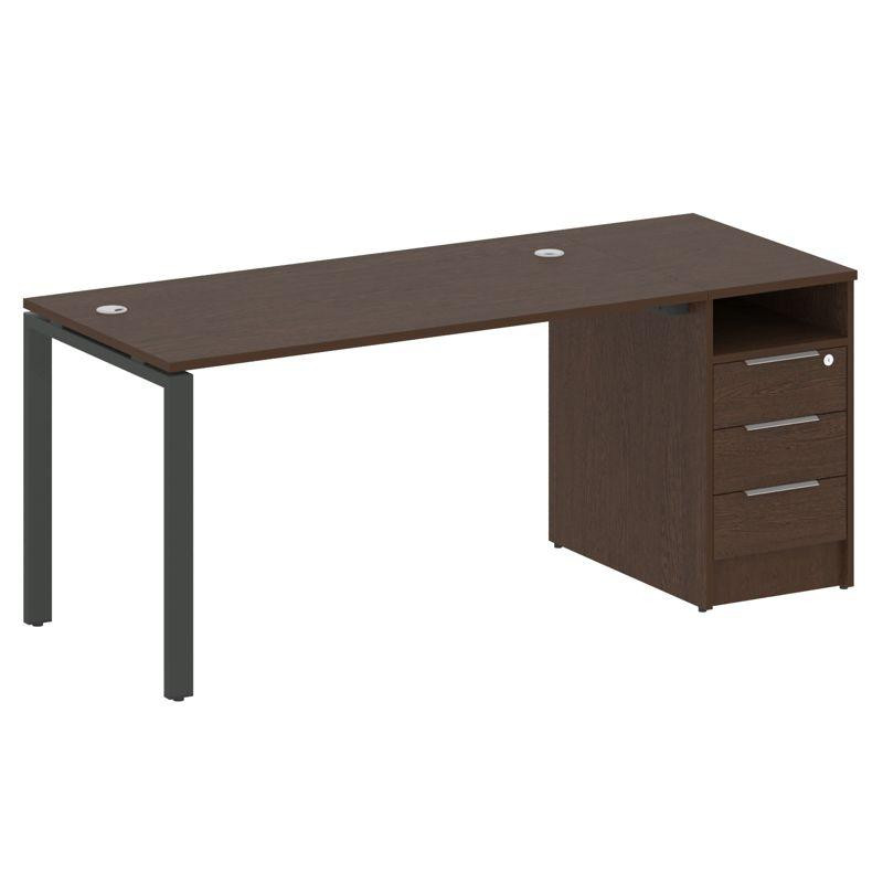 Metal System Рабочая станция с тумбой на П-образном м/к БП.РС-СТП-1.3 Венге Цаво/Металл Антрацит 181