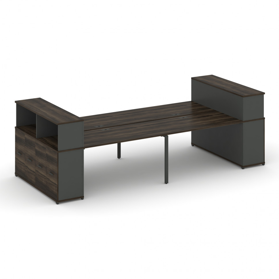 Concept Рабочая станция с опорными распаш. шкафами с надставкой низ. CN.DRS-269 A Дуб Мали/Антрацит/ Concept Рабочая станция с опорными распаш. шкафами с надставкой низ. CN.DRS-269 A Дуб Мали/Антрацит/