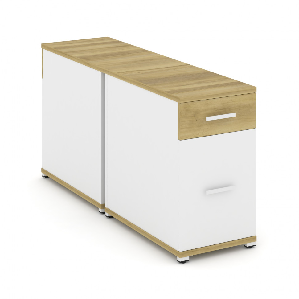 Concept Тумба двухсторонняя опорная/приставная 1 ящ.+1 распаш. фасад CN.DTGO-005 W Дуб Винченцо/Белы