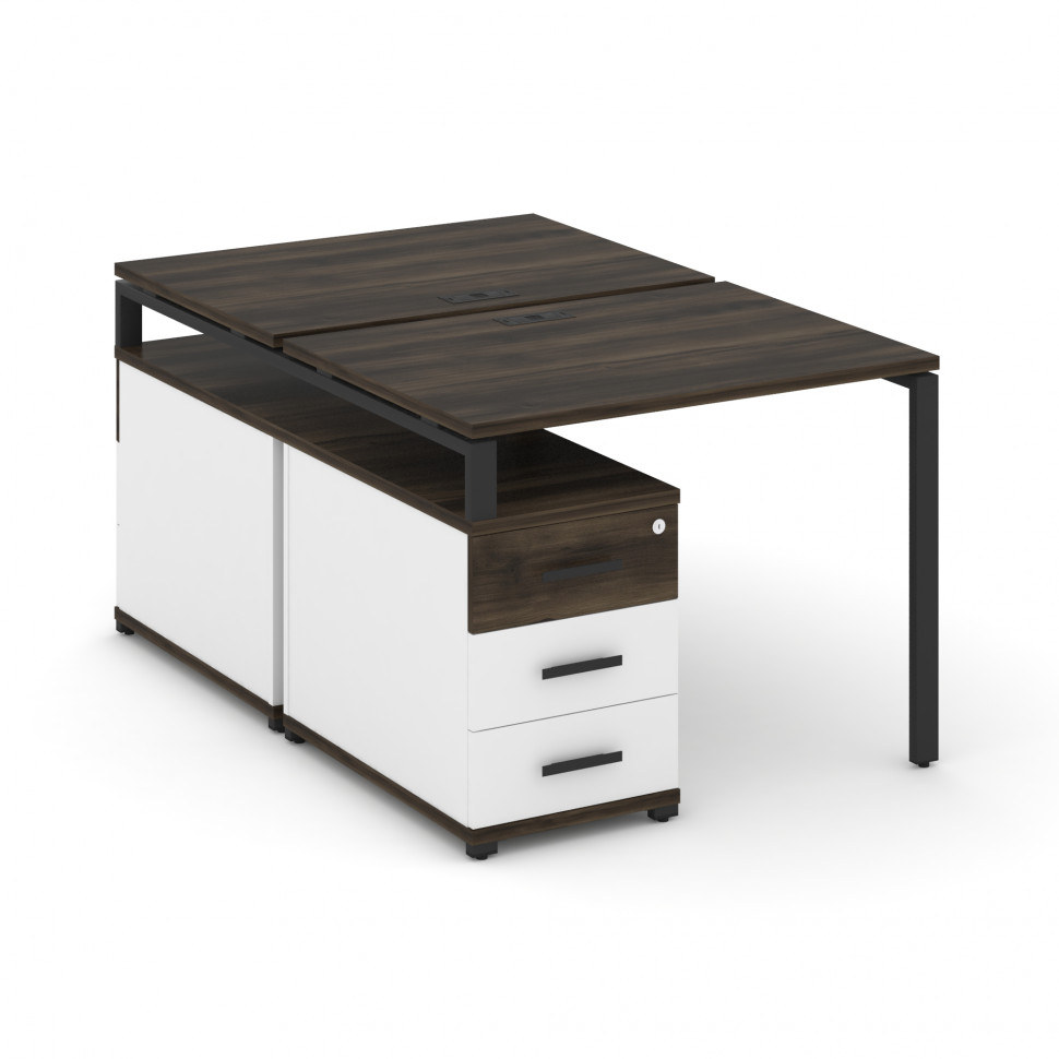 Concept Рабочая станция 2 места с двухсторонней опорной тумбой CN.DRS-301 B Дуб Мали/Белый Бриллиант