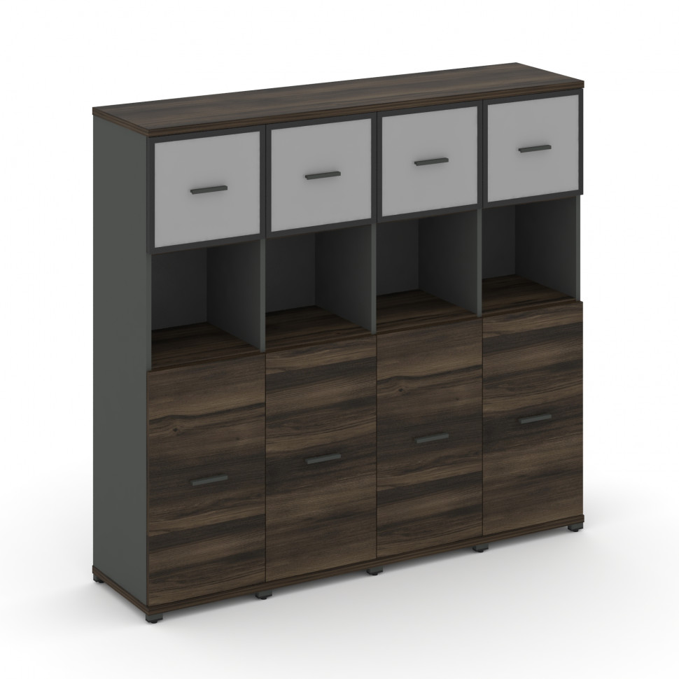 Concept Шкаф 4 узкие секции, 4 ниши CN.STU-445 RMB A Дуб Мали/Антрацит/Металл Антрацит/Сатин 1668*42