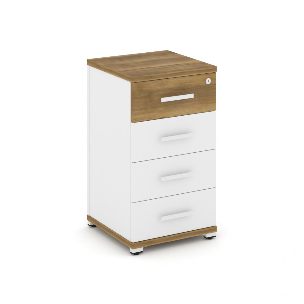 Concept Тумба опорная/приставная 4 ящ. CN.TUO-002 W Сандал Янтарный/Белый Бриллиант/Металл Белый 420