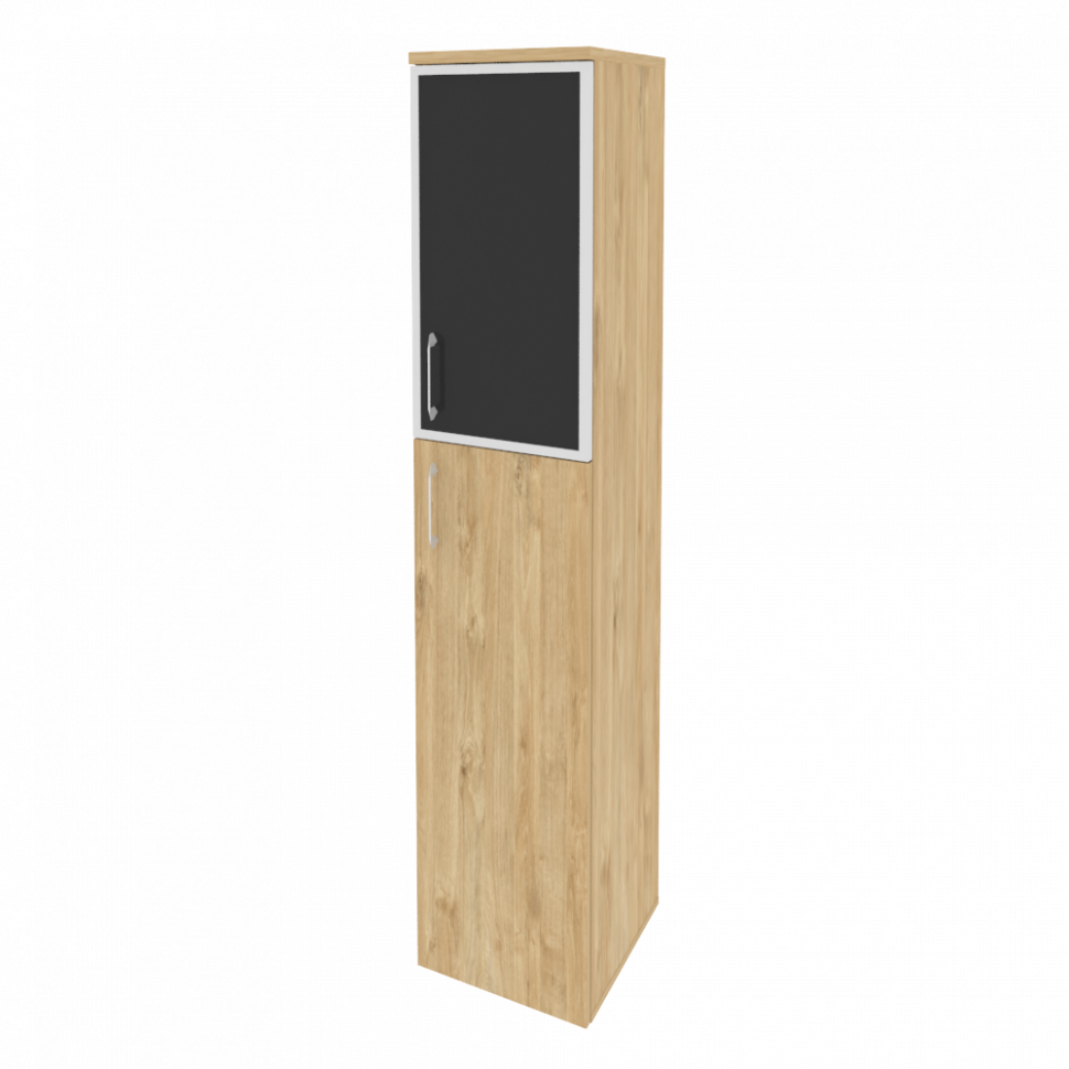 Onix Шкаф высокий узкий правый O.SU-1.7 R (R) black Тиквуд Светлый/Стекло Black 400*420*1977