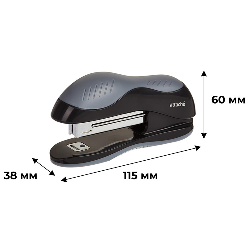 Степлер Attache leader до 15 листов, черный/серый, №10 антистеп