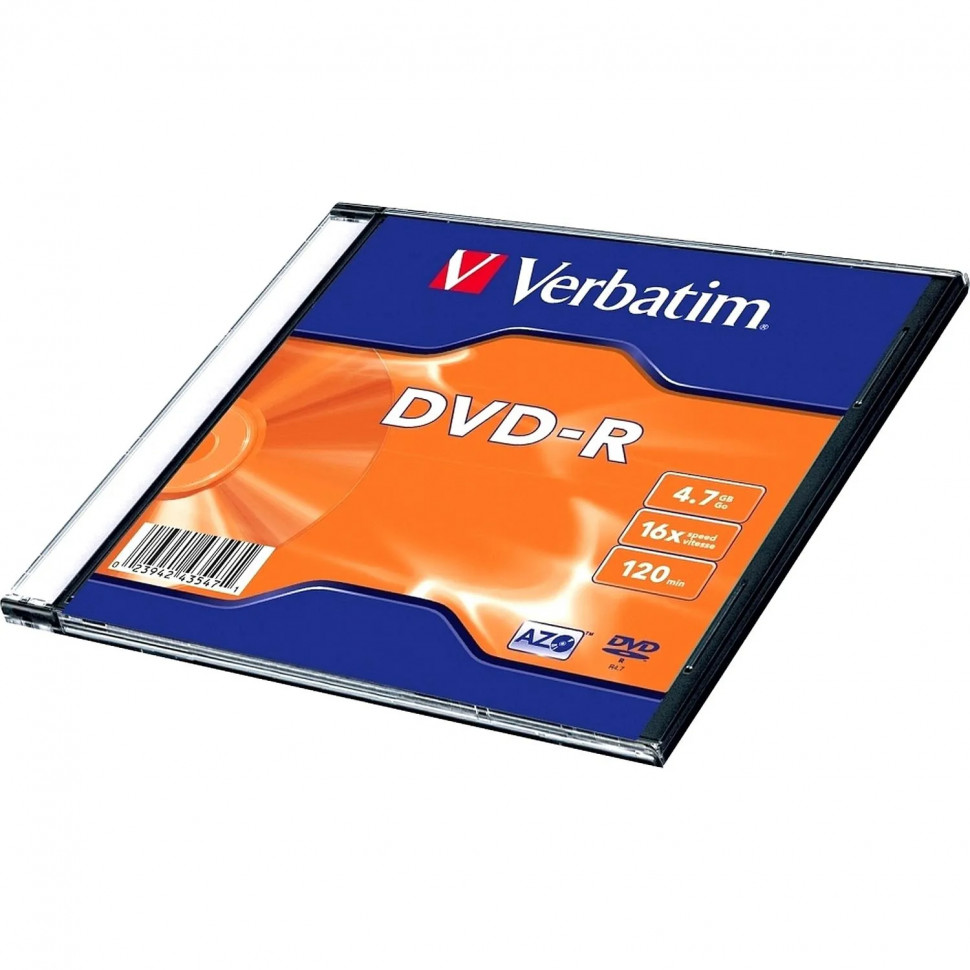 Носители информации DVD-R, 16x, Verbatim Azo, Slim/20 20шт в уп(43547)