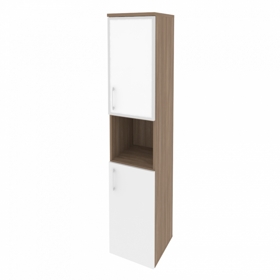 Onix Шкаф высокий узкий правый O.SU-1.4 R (R) white Дуб Аризона/Белый Бриллиант/Стекло White 400*420