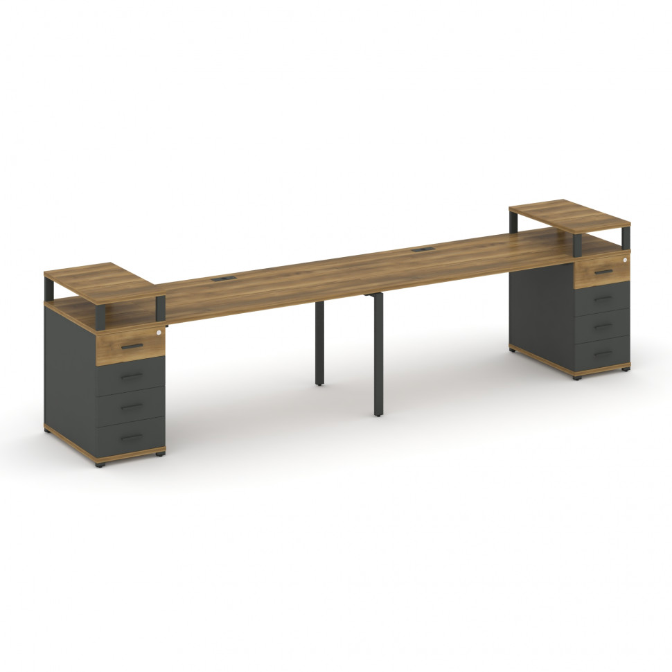 Concept Рабочая станция 2 места с 2 опорными тумбами CN.ORS-427 A Сандал Янтарный/Антрацит/Металл Ан Concept Рабочая станция 2 места с 2 опорными тумбами CN.ORS-427 A Сандал Янтарный/Антрацит/Металл Ан