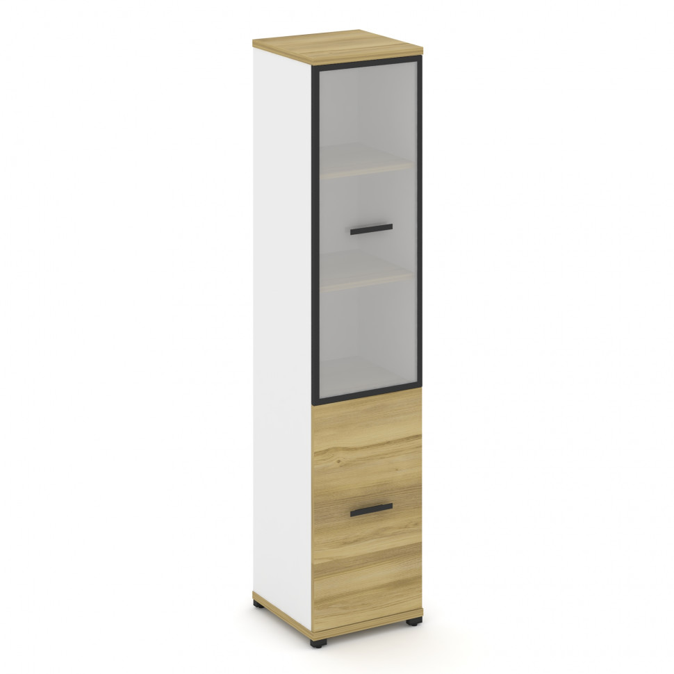 Concept Шкаф 1 узкая секция, 5 ниш CN.STU-512 RMB B Дуб Винченцо/Белый Бриллиант/Металл Черный/Сатин