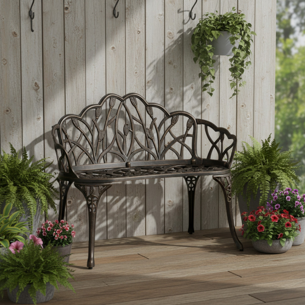 Скамья Secret de Maison Strauss (Штраус) алюминиевый сплав, 99хх56х76см, бронзовый