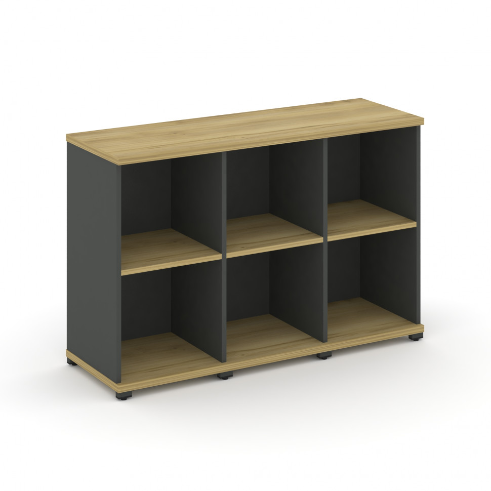 Concept Стеллаж 3 узкие секции, 2 ниши CN.STU-230 Дуб Винченцо/Антрацит/Металл Антрацит 1252*420*818