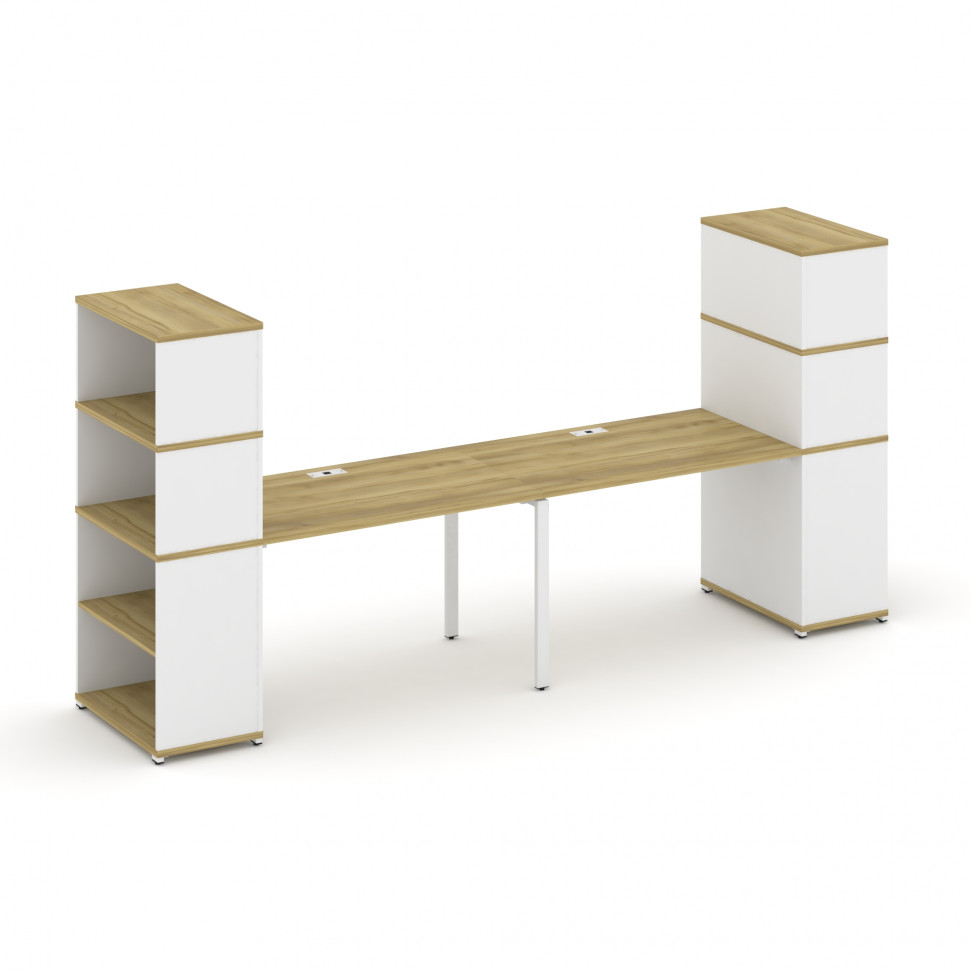 Concept Рабочая станция с опорными стеллажами с надставкой выс. CN.ORS-214 Дуб Винченцо/Белый Брилли Concept Рабочая станция с опорными стеллажами с надставкой выс. CN.ORS-214 Дуб Винченцо/Белый Брилли