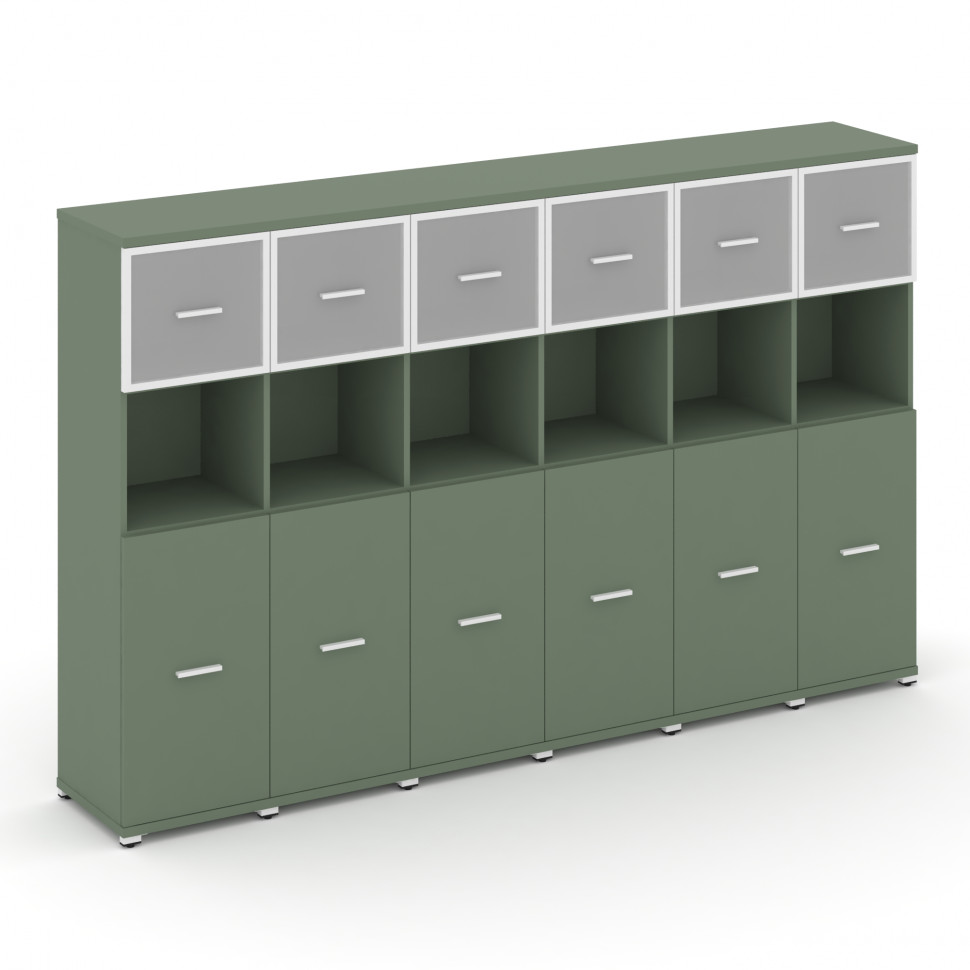 Concept Шкаф 6 узких секций, 4 ниши CN.STU-465 RMW W Кобо/Металл Белый/Сатин 2500*420*1554