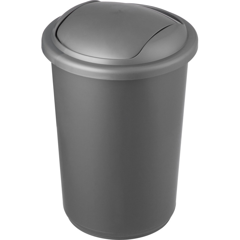 Ведро мусорное 12л пластик, серый металлик с крышкой-вертушкой