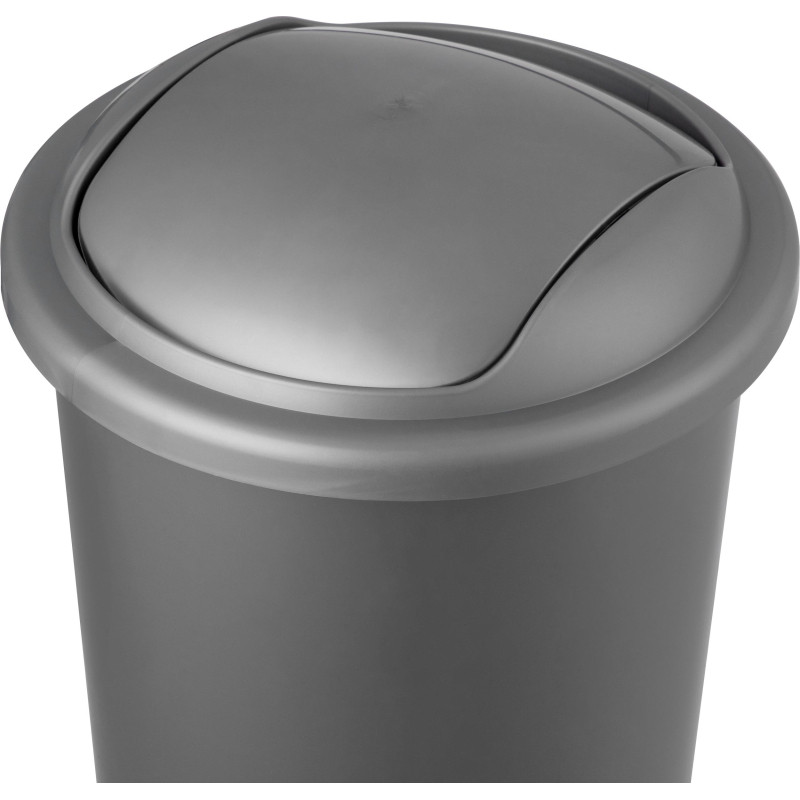 Ведро мусорное 12л пластик, серый металлик с крышкой-вертушкой
