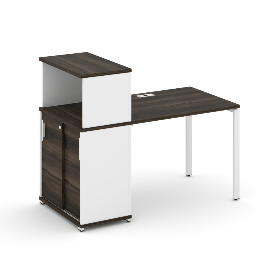 Concept Стол рабочий с опорным шкафом-купе с надставкой низ. CN.SP-237 W Дуб Мали/Белый Бриллиант/Ме Concept Стол рабочий с опорным шкафом-купе с надставкой низ. CN.SP-237 W Дуб Мали/Белый Бриллиант/Ме