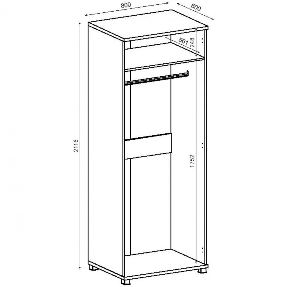 Гардероб Avance для одежды 6Ш.011.1 800х600х2116 венге