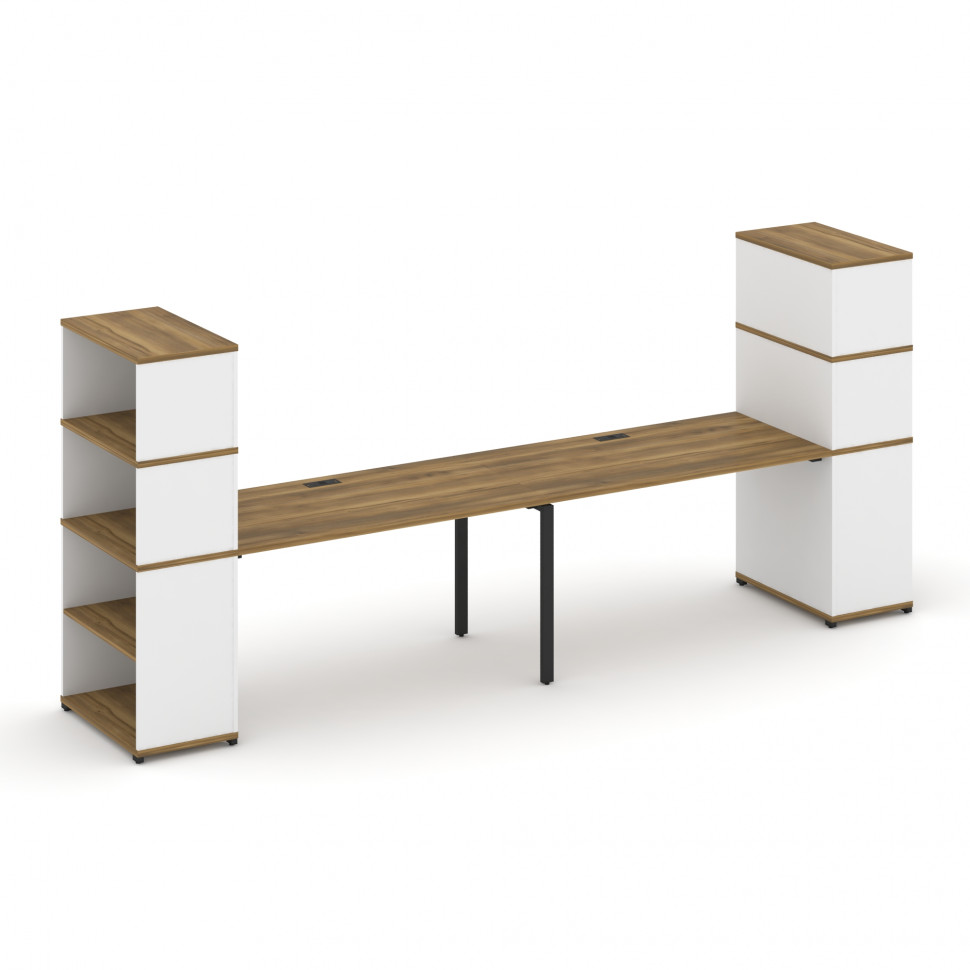 Concept Рабочая станция с опорными стеллажами с надставкой выс. CN.ORS-215 Сандал Янтарный/Белый Бри