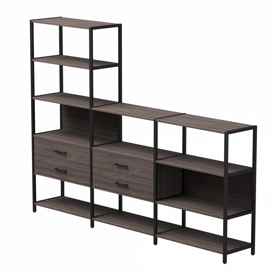 Набор стеллажных систем №11 Everprof EVO (ЭВО) 2440x385x1840 Дуб Пасадена/Черный