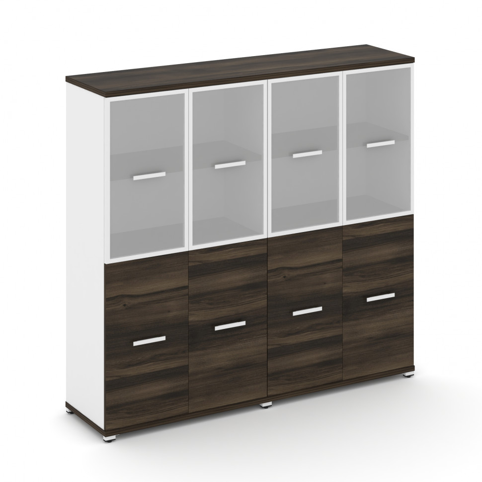 Concept Шкаф 2 широкие секции, 4 ниши CN.STS-422 RMW W Дуб Мали/Белый Бриллиант/Металл Белый/Сатин 1