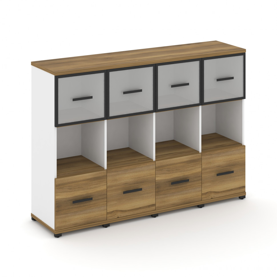 Concept Шкаф 4 узкие секции, 3 ниши CN.STU-345 RMB B Сандал Янтарный/Белый Бриллиант/Металл Черный/С