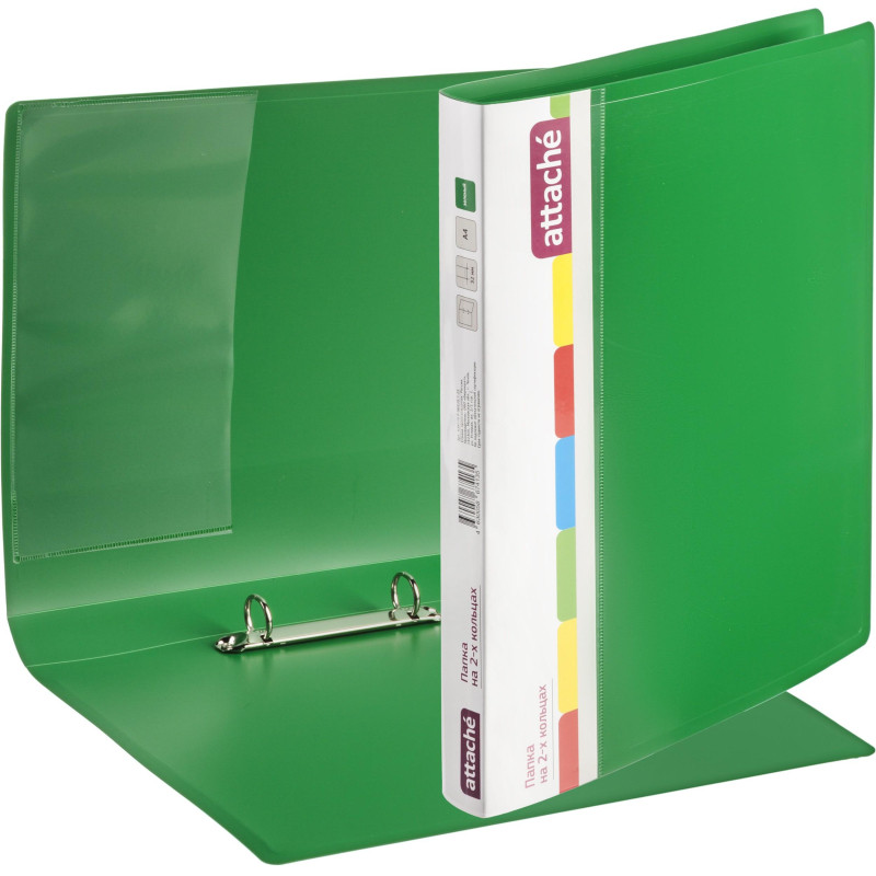 Папка на 2-х кольцах пласт. 25/32мм А4 Attache 07 зеленый