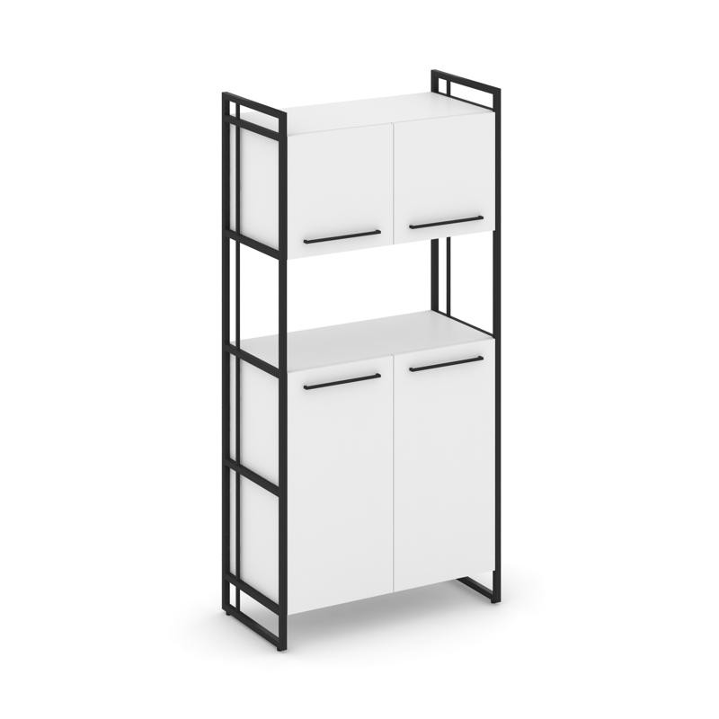 Rift Шкаф 4 ниши широкий RF.SS-42 Белый Бриллиант/Металл Черный/Черный Ручки 798*396*1648