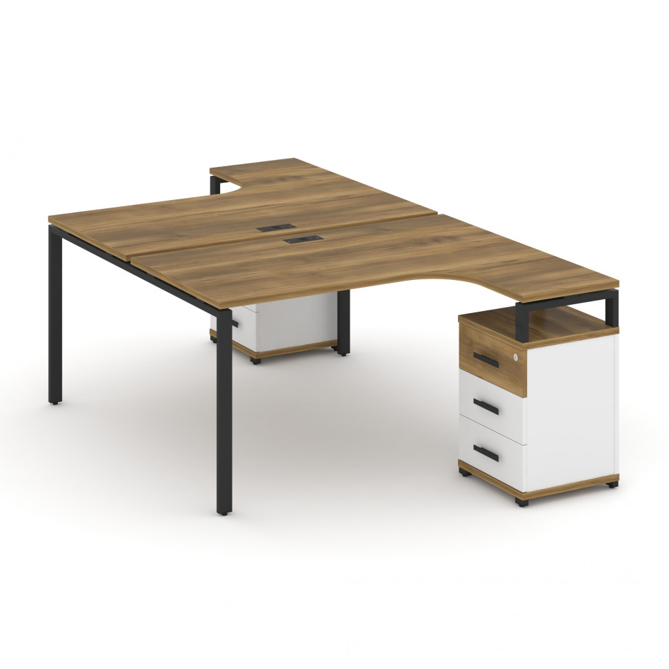 Concept Рабочая станция с 2 опорными тумбами CN.DSA-305 B Сандал Янтарный/Белый Бриллиант/Металл Чер