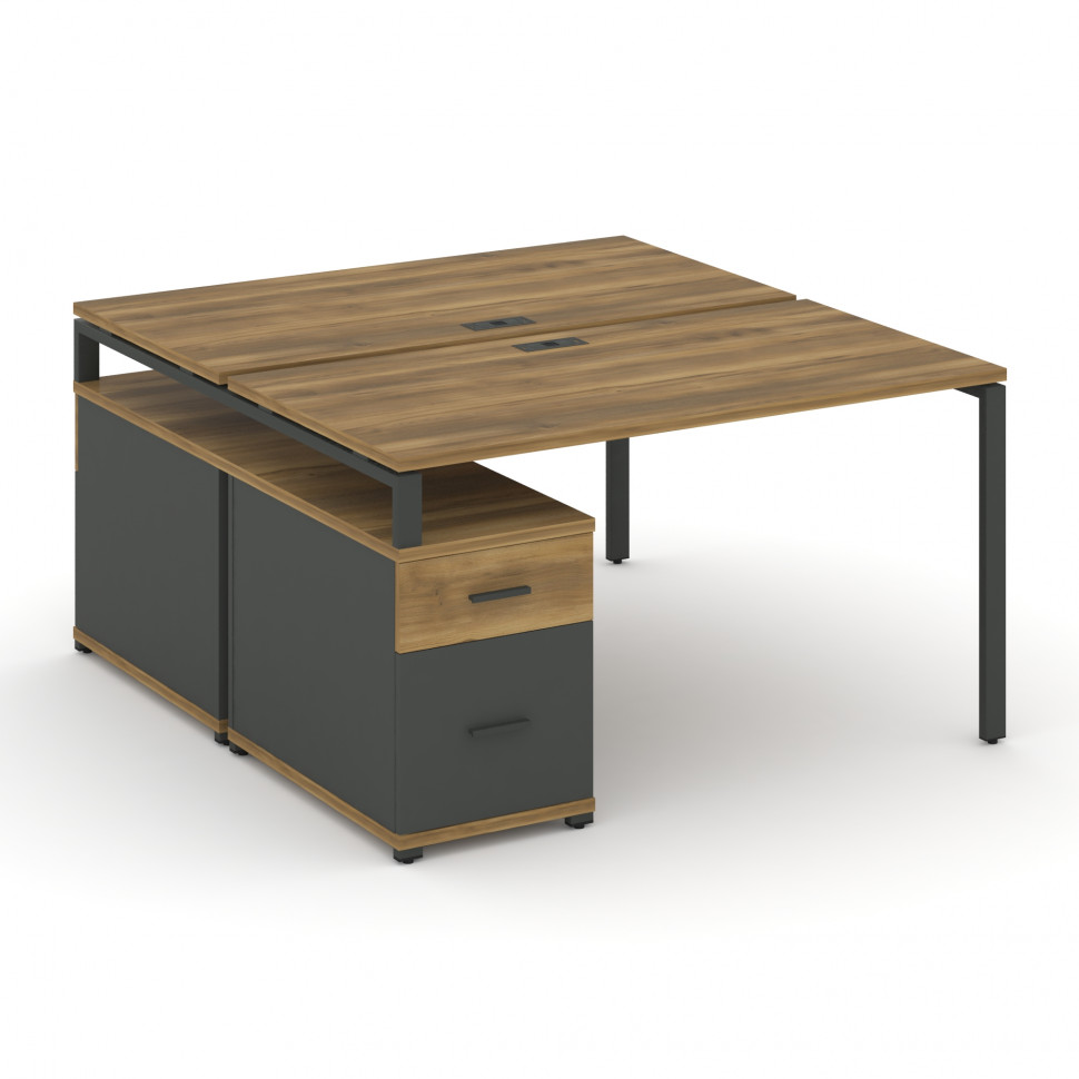 Concept Рабочая станция 2 места с двухсторонней опорной тумбой CN.DRS-308 A Сандал Янтарный/Антрацит Concept Рабочая станция 2 места с двухсторонней опорной тумбой CN.DRS-308 A Сандал Янтарный/Антрацит