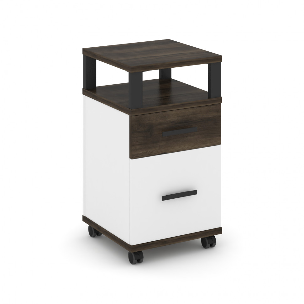 Concept Тумба мобильная 1 ящ.+1 распаш. фасад с надставкой CN.TUM-010 B Дуб Мали/Белый Бриллиант/Мет