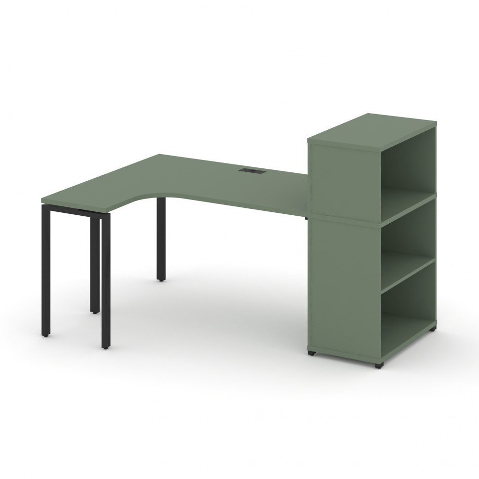 Concept Стол эргономичный с опорным стеллажом с надставкой низ. CN.SA-205(L) Кобо/Металл Черный 1800