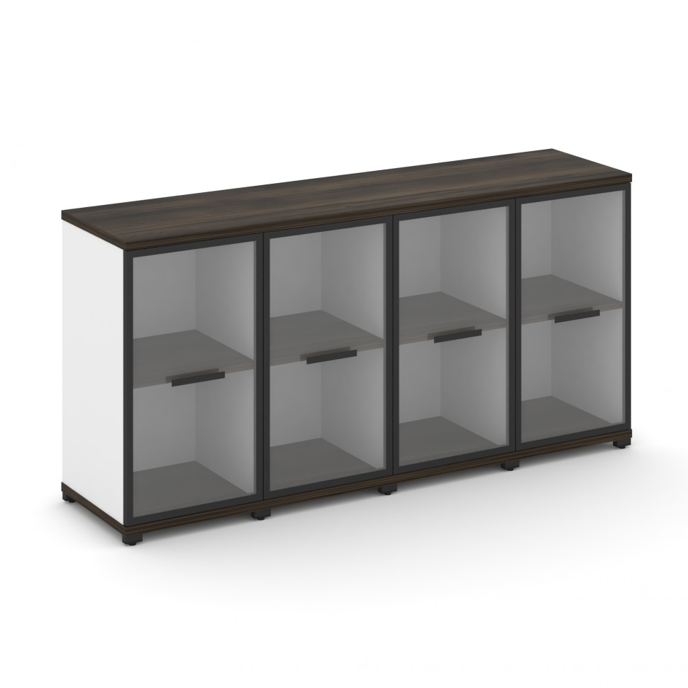 Concept Шкаф 4 узкие секции, 2 ниши CN.STU-243 RPB B Дуб Мали/Белый Бриллиант/Металл Черный/Прозрачн