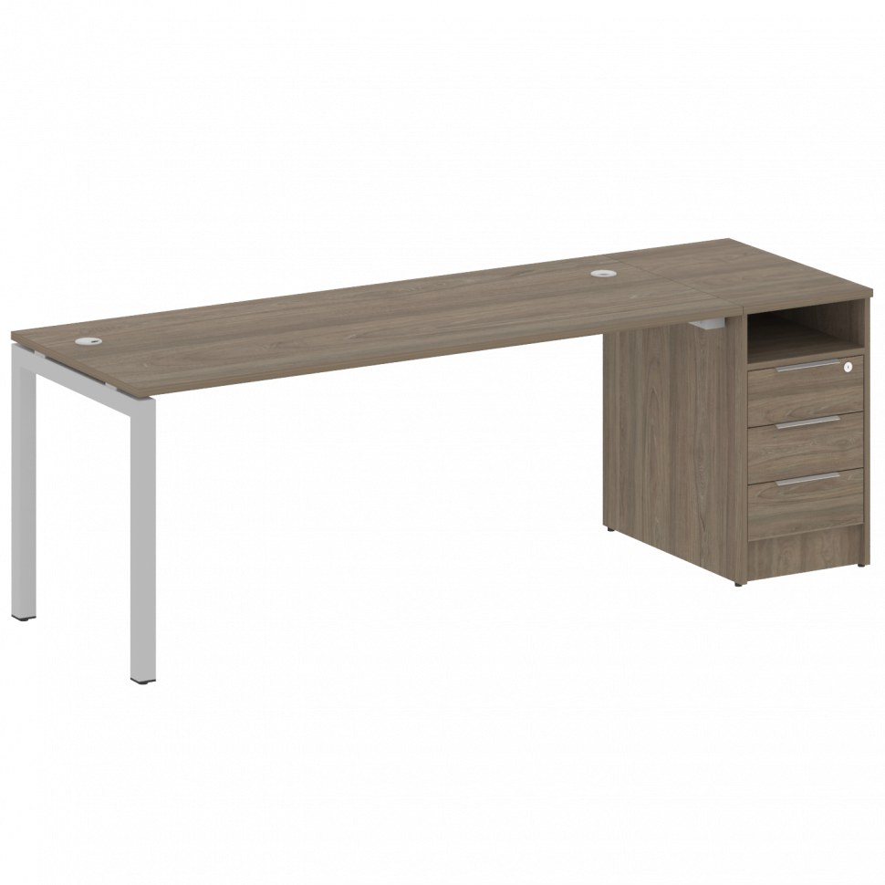 Metal System Quattro Рабочая станция с тумбой на П-образном м/к 50БП.РС-СТП-1.5 Вяз Благородный/Мета Metal System Quattro Рабочая станция с тумбой на П-образном м/к 50БП.РС-СТП-1.5 Вяз Благородный/Мета