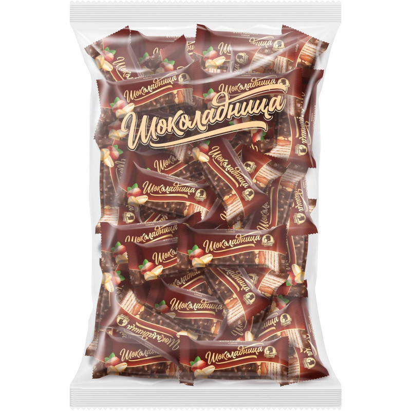 Конфеты вафельные Шоколадница шоколадные с карамелью, 1кг, 1823