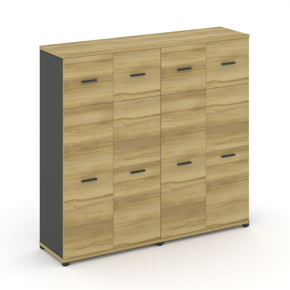 Concept Шкаф 2 широкие секции, 4 ниши CN.STS-424 A Дуб Винченцо/Антрацит/Металл Антрацит 1668*420*15