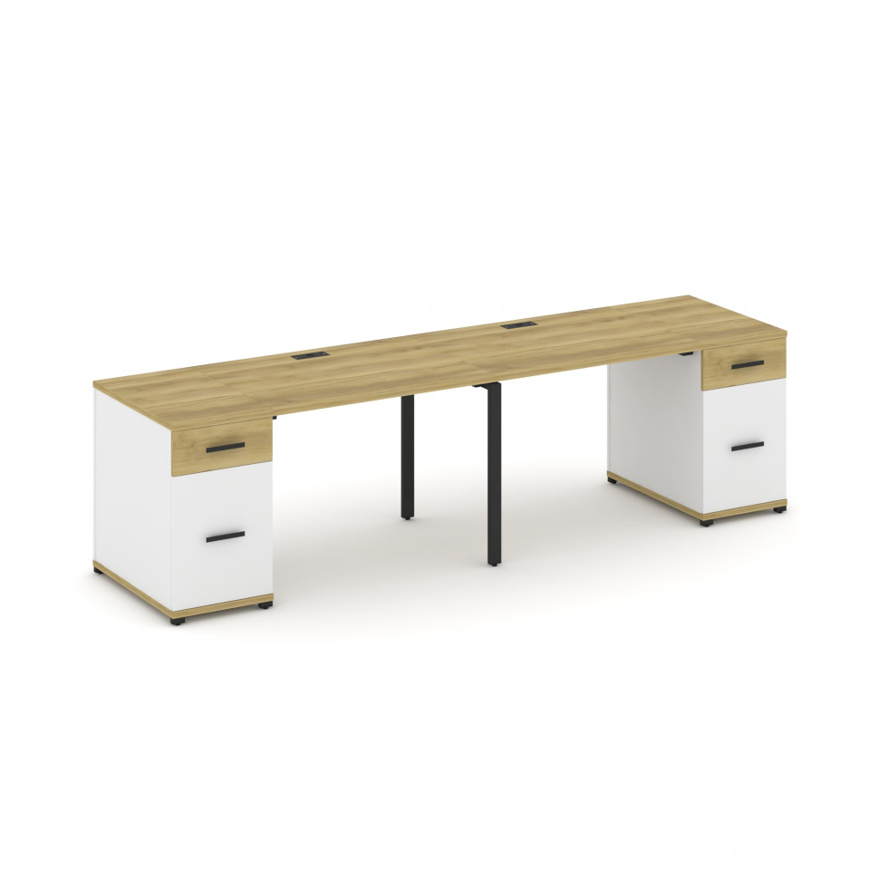 Concept Рабочая станция 2 места с 2 опорными тумбами CN.ORS-413 B Дуб Винченцо/Белый Бриллиант/Метал Concept Рабочая станция 2 места с 2 опорными тумбами CN.ORS-413 B Дуб Винченцо/Белый Бриллиант/Метал