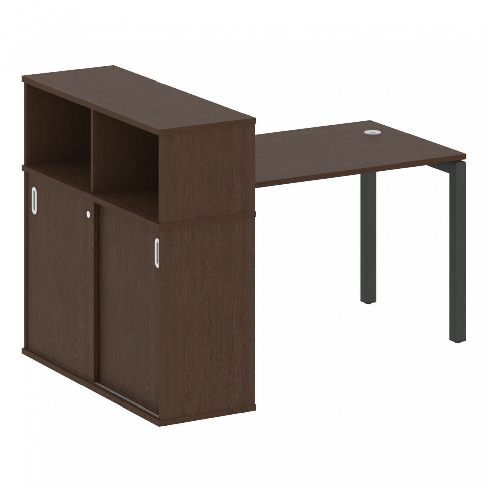 Metal System Quattro Стол письменный с шкафом-купе на П-образном м/к 50БП.РС-СШК-3.2 Т Венге Цаво/Ме