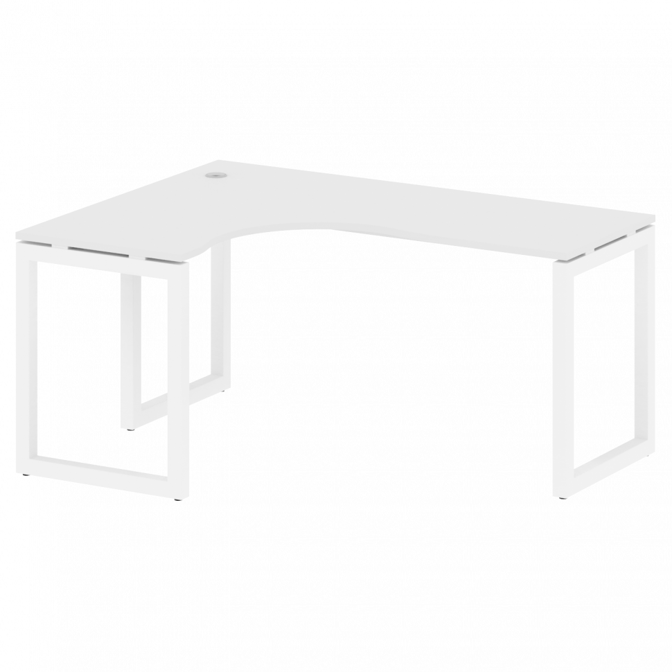 Metal System Quattro Стол криволинейный левый на О-образном м/к 50БО.СА-4 (L) Белый/Металл Белый 160