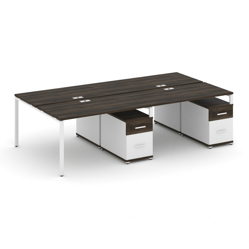 Concept Рабочая станция 4 места с 2 двухсторонними опорными тумбами CN.DRS-323 W Дуб Мали/Белый Брил Concept Рабочая станция 4 места с 2 двухсторонними опорными тумбами CN.DRS-323 W Дуб Мали/Белый Брил