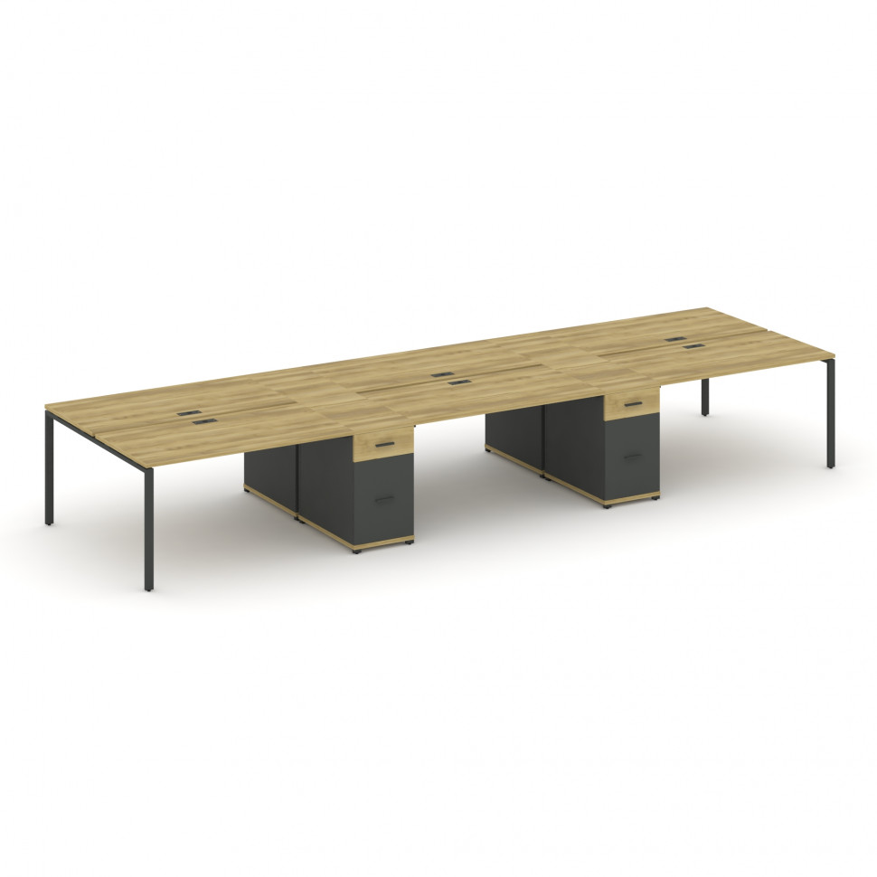 Concept Рабочая станция 6 мест с 2 опорными тумбами CN.DRS-455 A Дуб Винченцо/Антрацит/Металл Антрац