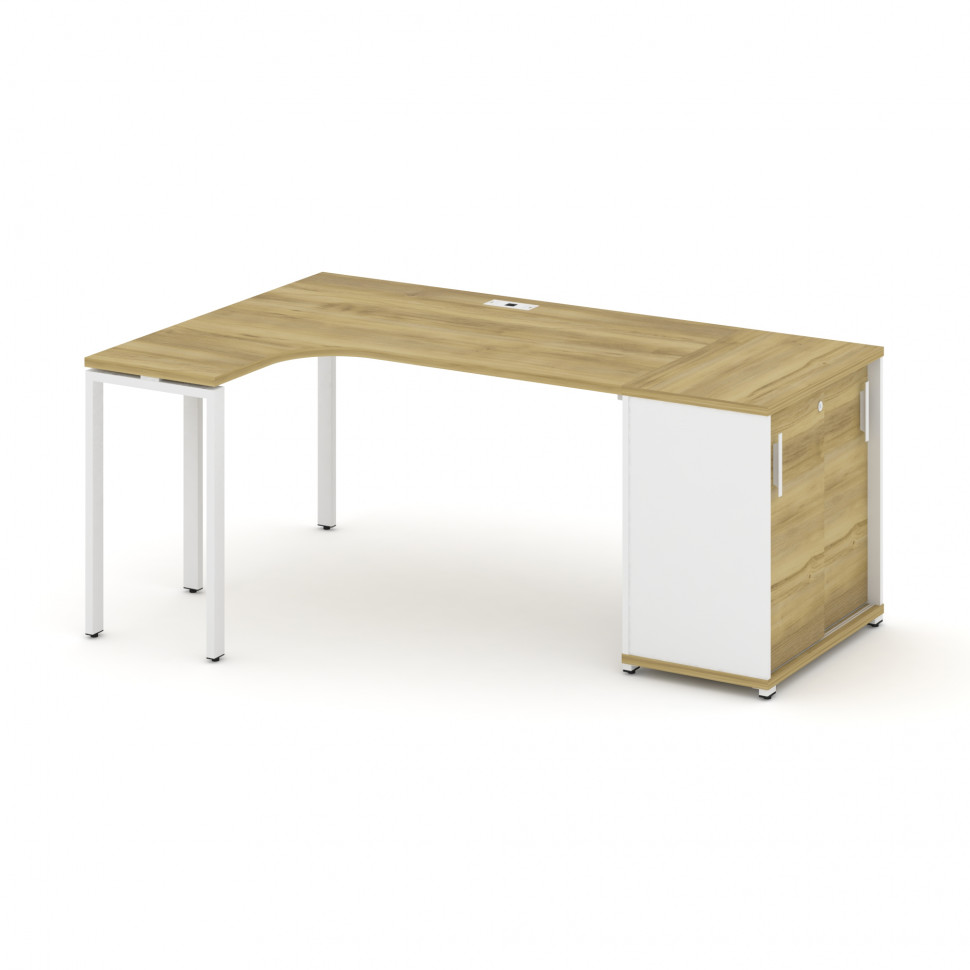 Concept Стол эргономичный с опорным шкафом-купе CN.SA-217(L) W Дуб Винченцо/Белый Бриллиант/Металл Concept Стол эргономичный с опорным шкафом-купе CN.SA-217(L) W Дуб Винченцо/Белый Бриллиант/Металл