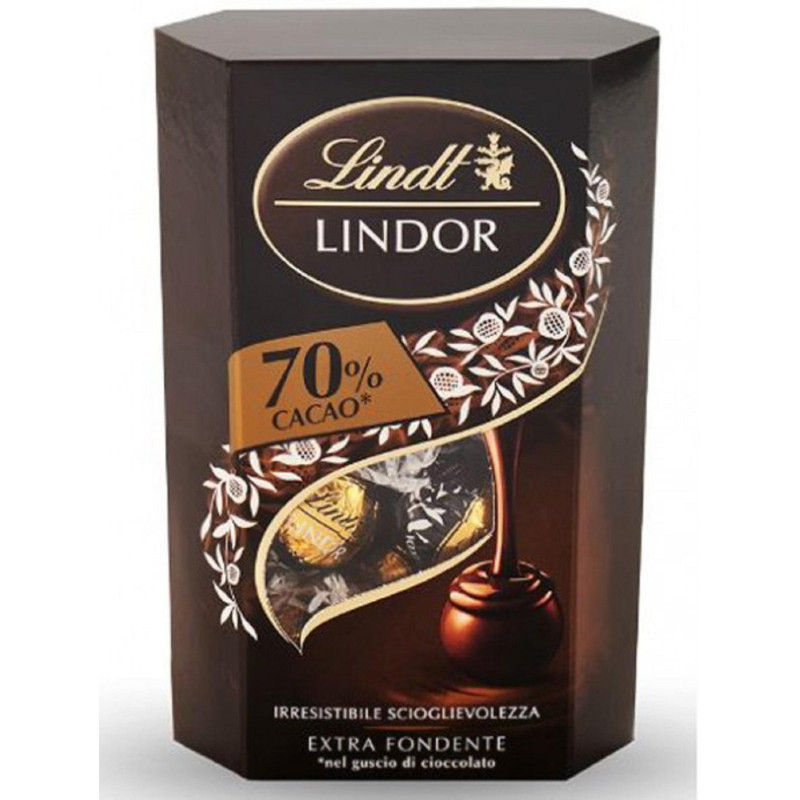 Конфеты LINDOR из горьк шоколада нач из темного трюфеля.какао мин.70%,200г